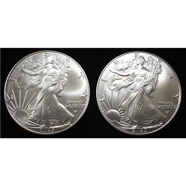 (2) 2025 AMERICAN SILVER EAGELS