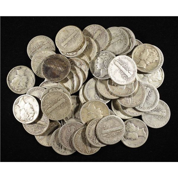 (50) 90% SILVER MERCURY DIMES