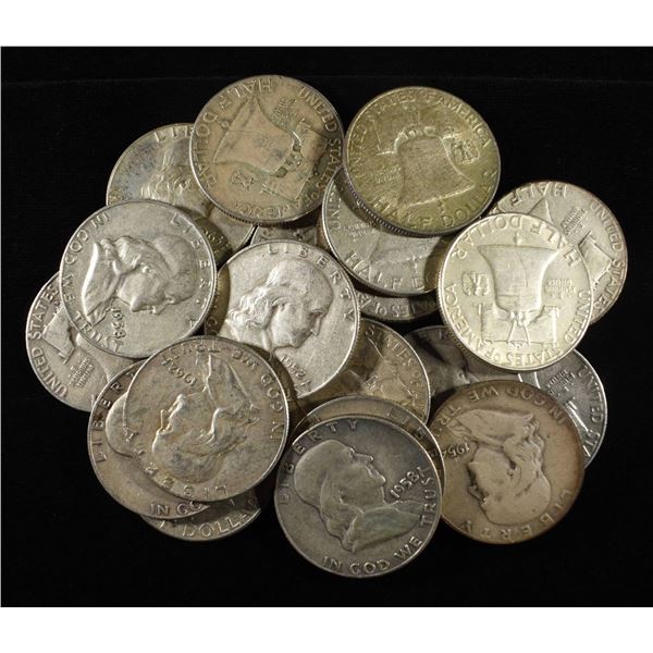 (20) 90% SILVER FRANKLIN HALF DOLLAR