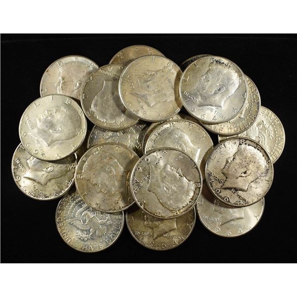 (20) 90% SILVER KENNEDY HALF DOLLARS