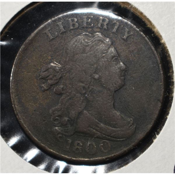 1800 DRAPED BUST HALF CENT XF