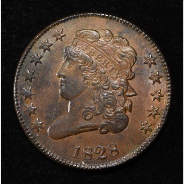 1828 HALF CENT 12 STARS AU/BU