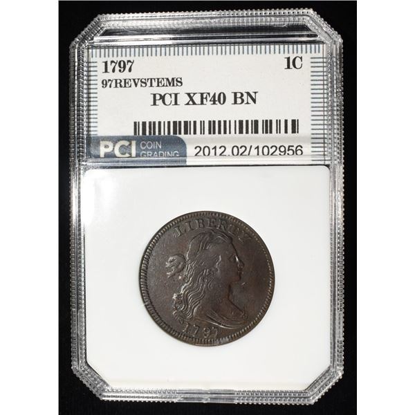 1797 DRAPED BUST CENT 97REVSTEMS PCI XF BN