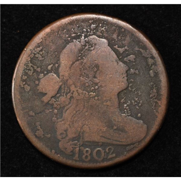 1802 LARGE CENT NO STEMS AG/G