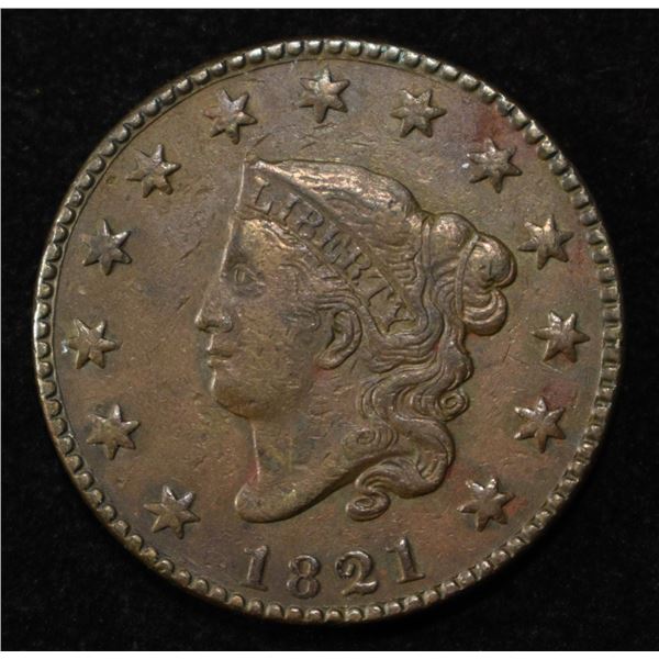 1821 LARGE CENT XF