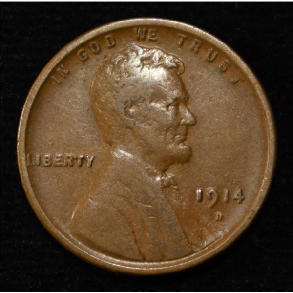 1914-D LINCOLN WHEAT CENT VF RD