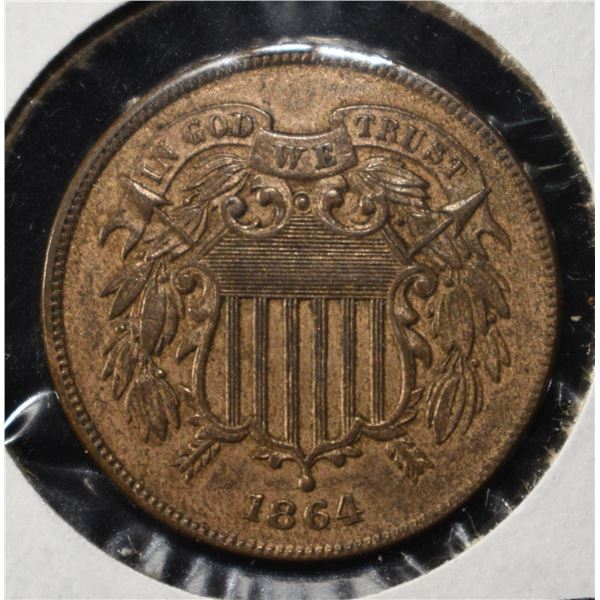 1864 2-CENT PEACE LARGE MOTTO BU