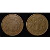1864 VF CUD & 1865 XF TWO CENT PIECES