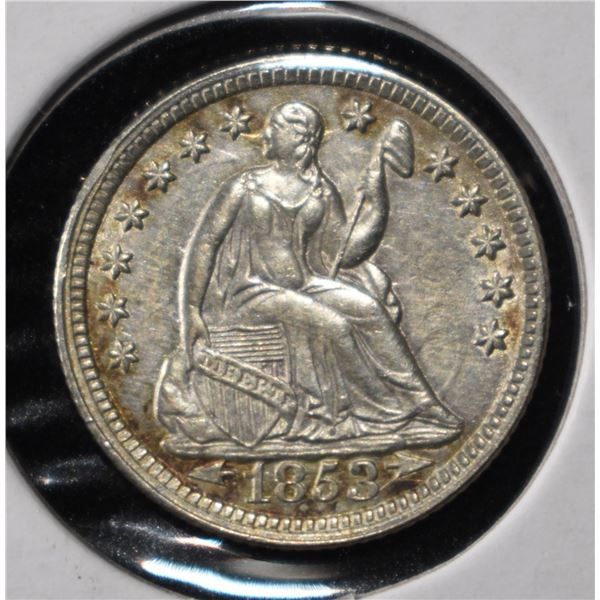 1853 SEATED LIBERTY HALF DIME ARROWS  DATE CH BU