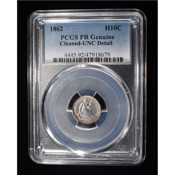 1862 SEATED LIBERTY HALF DIME PCGS UNC DETAILS