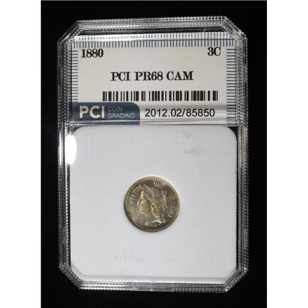 1880 3-CENT NICKEL PCI SUPERB GEM+ PROOF