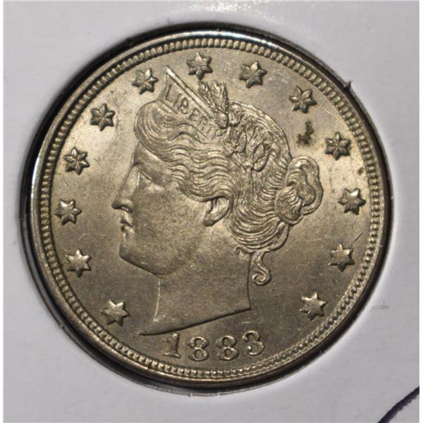 1883 LIVERTY "V" NICKEL NO CENTS CH BU