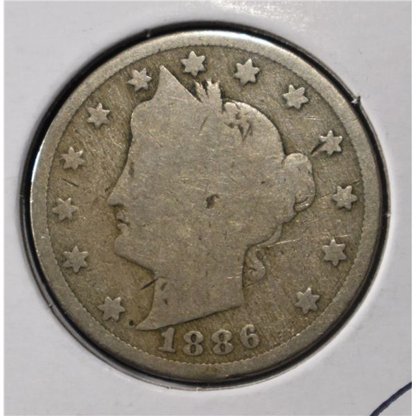 1886 "V" NICKEL VG
