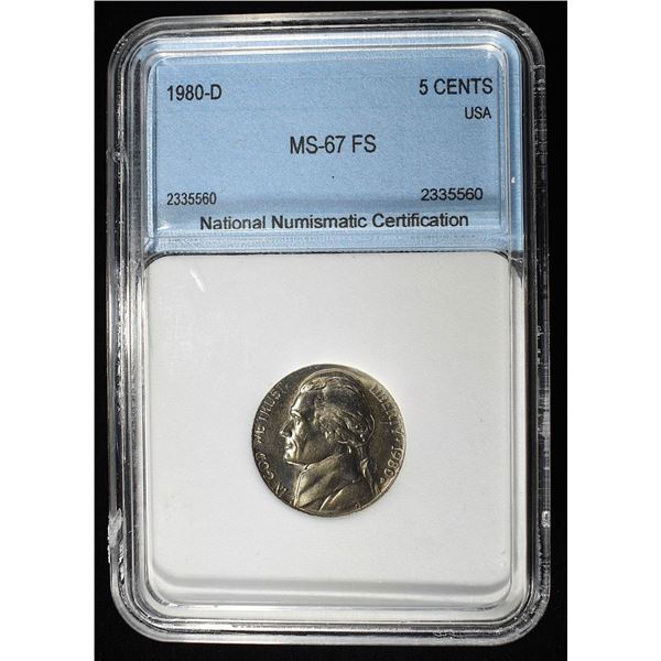 1980-D JEFFERSON NICKEL FS NNC SUPERB GEM BU