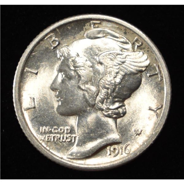1916 MERCURY DIME GEM BU