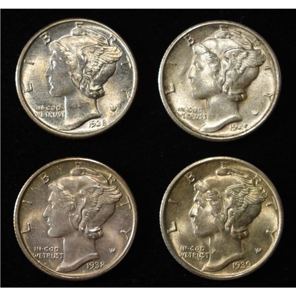 1938-P,D, 1939-D, 1945-S MERCURY DIMES