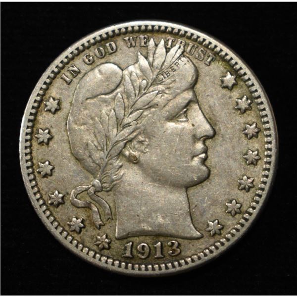 1913-D BARBER QUARTER AU