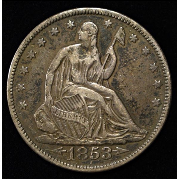 1853 SEATED LIBERTY HALF DOLLAR XF
