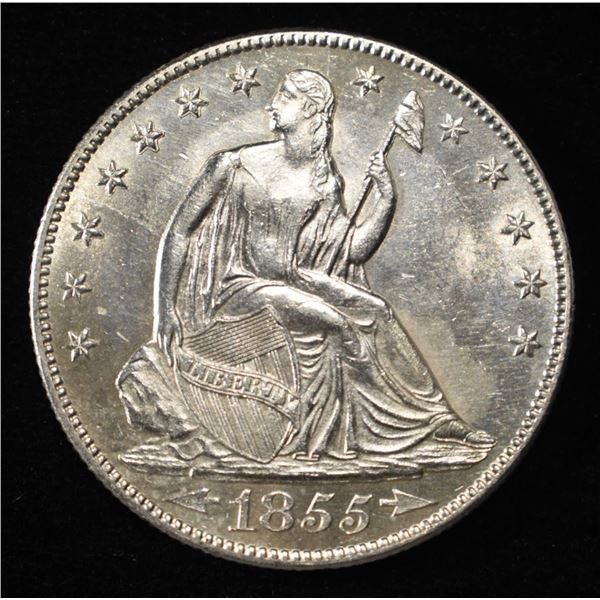 1855-O SEATED LIBERTY HALF DOLLAR CH BU