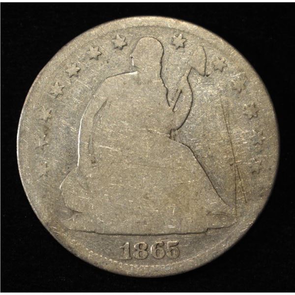 1865 SEATED LIBERTY HALF DOLLAR AG/G