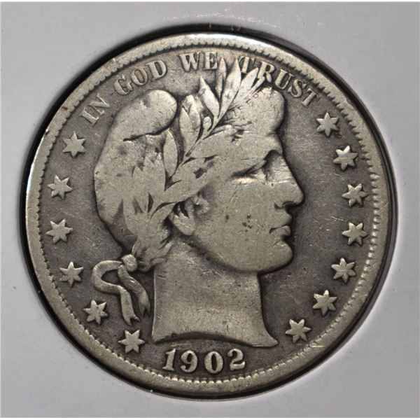1902 BARBER HALF DOLLAR VF