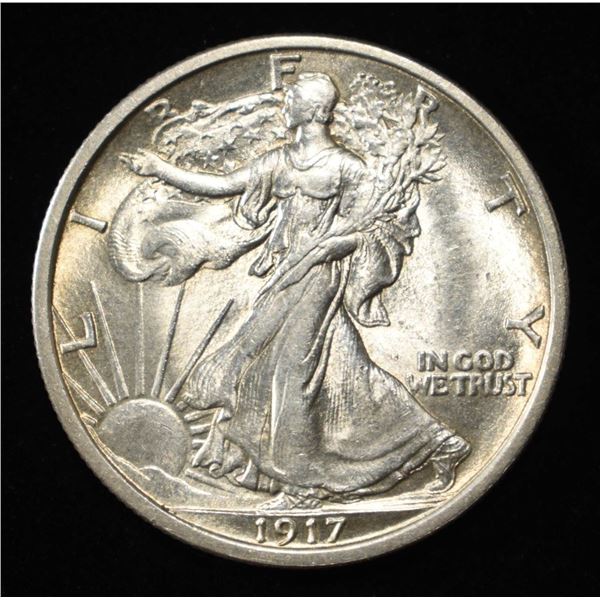 1917 WALKING LIBERTY HALF CH/GEM BU