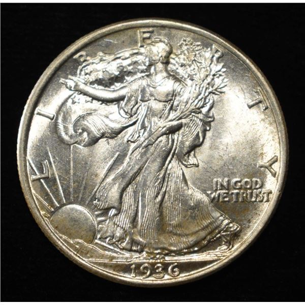 1936 WALKING LIBERTY HALF GEM BU
