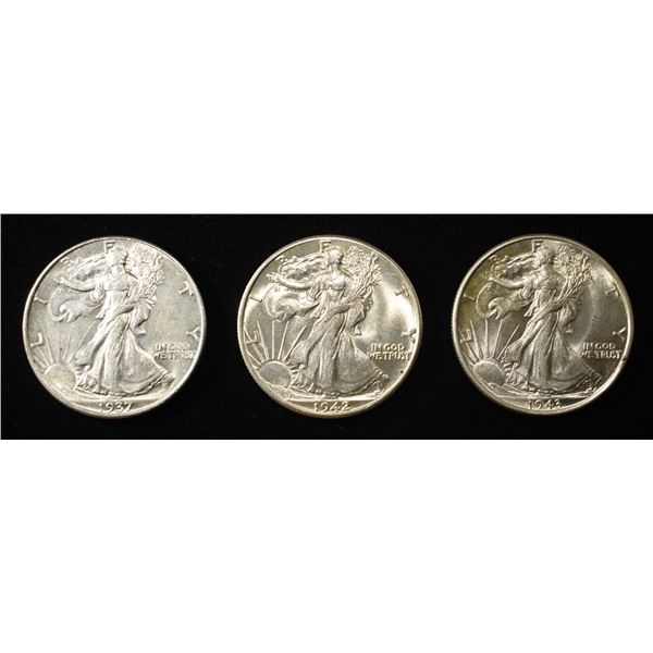 1937, 42, 43 WALKING LIBERTY HALVES