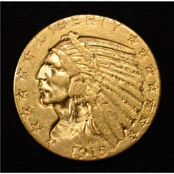 1915-S $5 INDIAN GOLD NICE AU/BU