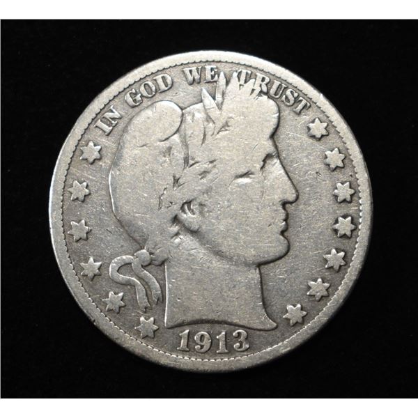1913 BARBER HALF DOLLAR VG