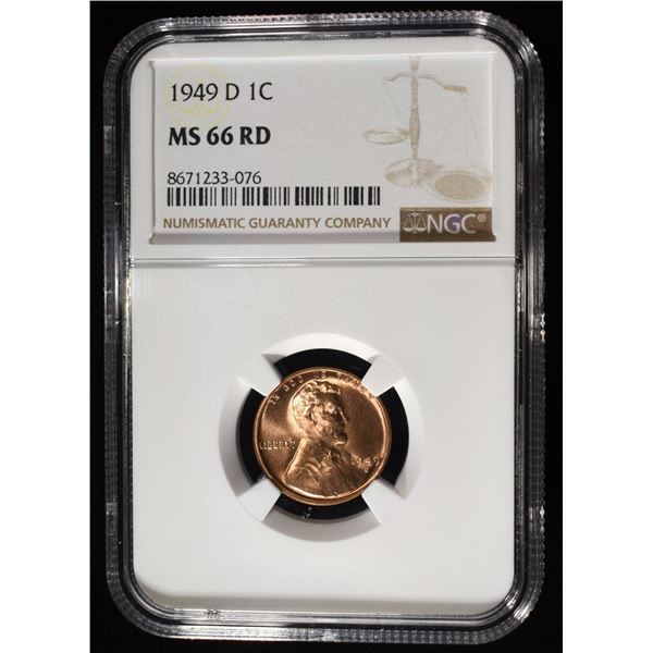 1949-D LINCOLN CENT NGC MS-66 RD