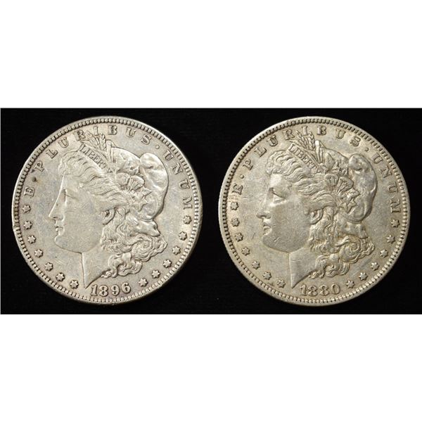 1880-O & 1896 MORGAN DOLLARS XF