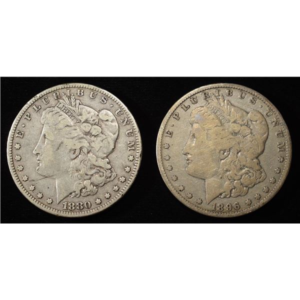 1880-O & 1896-O MORGAN DOLLARS FINE