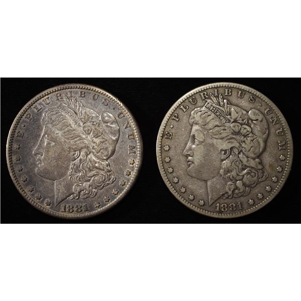 1881-P,S MORGAN DOLLARS