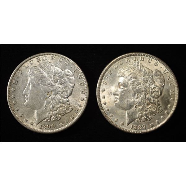 1889 & 1890 MORGAN DOLLARS AU