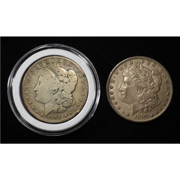 1891-P,O MORGAN DOLLARS