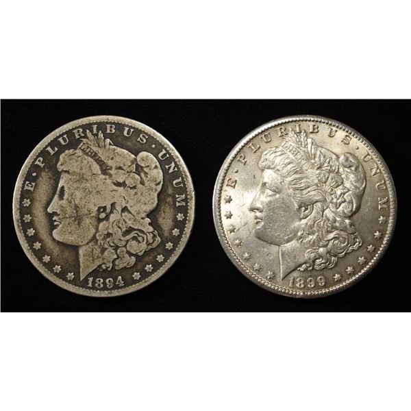 1894-O & 1899-O MORGAN DOLLARS