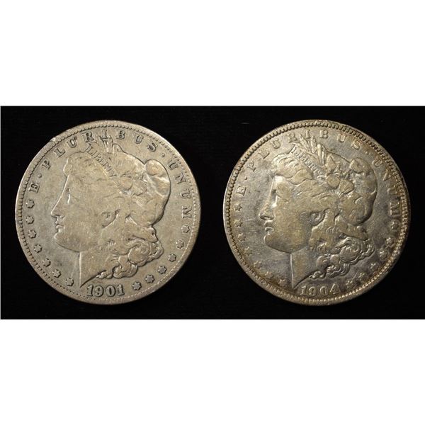 1901-S & 1904-O MORGAN DOLLARS