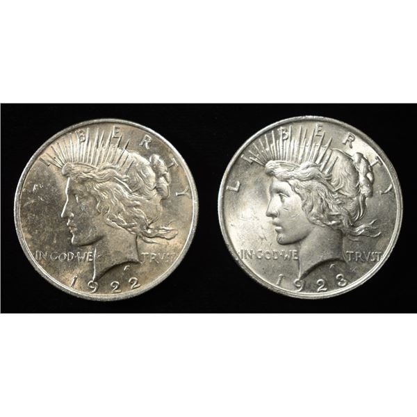 1922, 23 PEACE DOLLARS