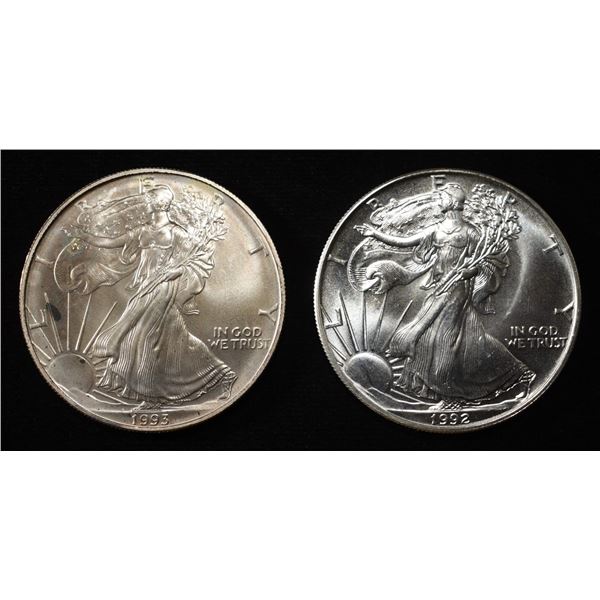 1992 & 1993 AMERICAN SILVER EAGLES