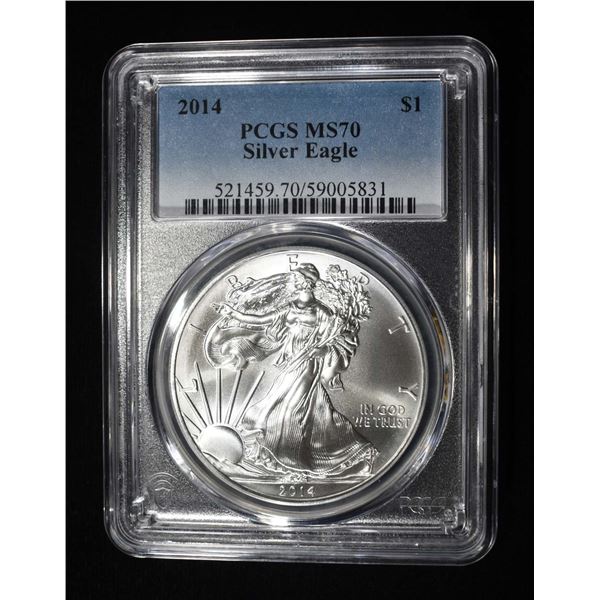 2014 AMERICAN SILVER EAGLE PCGS MS70