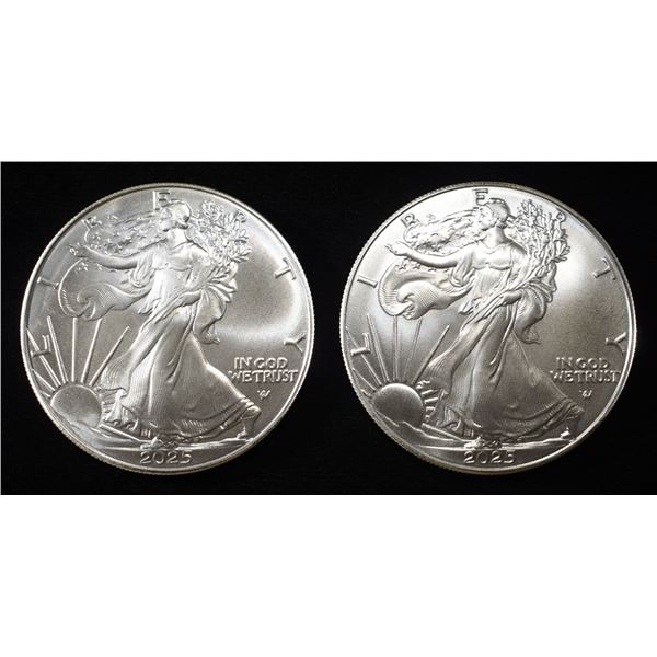 (2) 2025 AMERICAN SILVER EAGELS