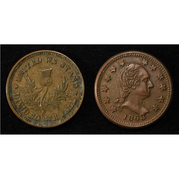 2 CIVIL WAR TOKENS NEW YORK,  DRY GOODS