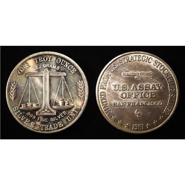 (2)1 OZ .999 SILVER ROUNDS ASSAY OFFICE,TRADE UNIT