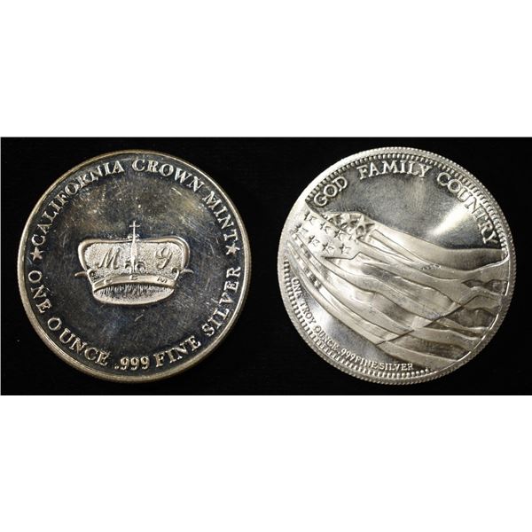 (2) 1 OZ .999 SILVER ROUNDS