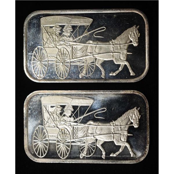 (2) 1 OZ .999 SILVERTOWN HORSE & CARRIAGE BARS