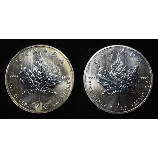 (2) 2013 1 OZ .9999 SILVER CANADA MAPLE ROUNDS