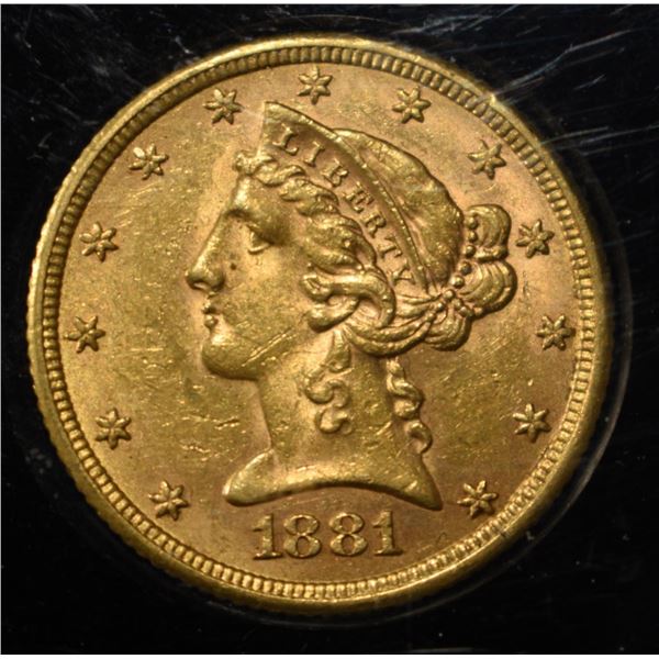 1881 $5 GOLD LIBERTY BU