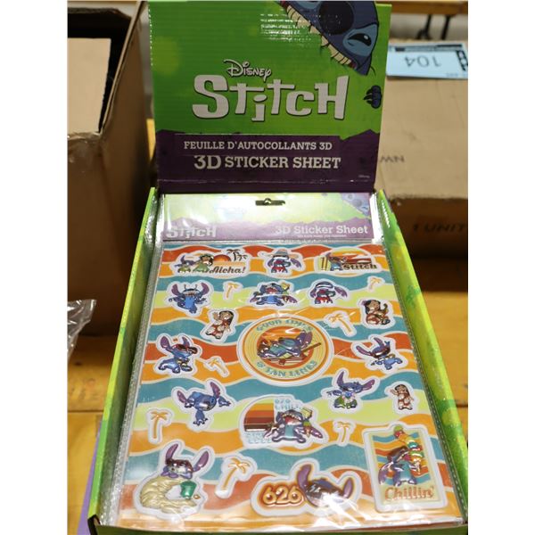 BTE DE 24 FEUILLES D'AUTOCOLLANTS 3D DISNEY STITCH