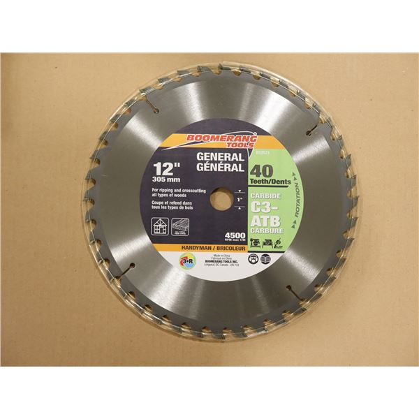 LAMES DE SCIE DE DÉFINITION EN CARBURE 12" 40 TEETH 1"BORE